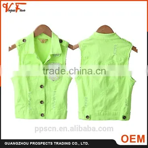 Made in China Latest Fashion Designs Woven Sleeveless Beaded Lemon and Orange Color Ladies Jacket for Women thumbnail-1
