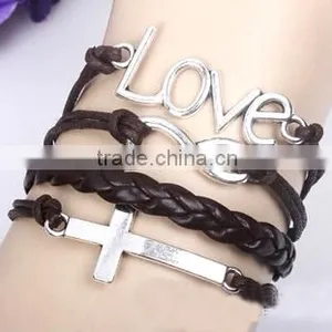 >>New Arrival Christian LOVE Cross Infinity Leather Bracelet/ thumbnail-4