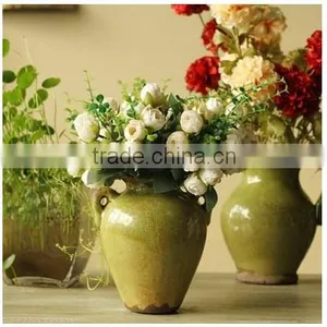 Antique Retro Green Table Ceramic Vase for Sale thumbnail-1