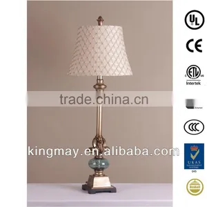 Traditional Polyresin & Glass Antique Gold Buffet Lamp thumbnail-1