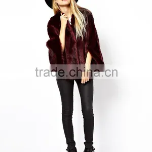 100% Acrylic Fur,coat of Artificial Fur, Batwing Coat in Faux Fur Jacket thumbnail-2