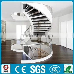 Moden Indoor Prefabricated Steel Glass Curved Stairs Design thumbnail-1