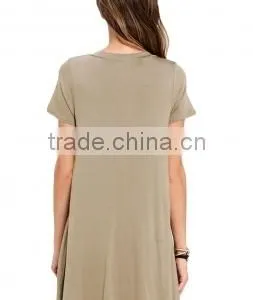 Latest Fashion Design Women Casual Dress With V_Neck China Factory thumbnail-3