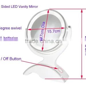 Double Sided Wood Like Makeup Mirror With LED Light thumbnail-4