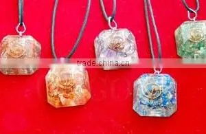 Orgone Faceted Square Pendant Chakra Set | Orgonite Square Pendant Sets ( With Cord) | Orgonite Wholesaler thumbnail-1