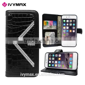 High Quality Luxury Crocodile Bling PU Leather Wallet Flip Pouch Cover Case Alligator Sparkle Wallet Case for Iphone 6 thumbnail-2