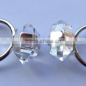 2015 Hot Jewelry 925 Sterling Silver Gemstone Ring With Double Point Rock Crystal Clear Quartz Gemstone Wedding Ring thumbnail-5