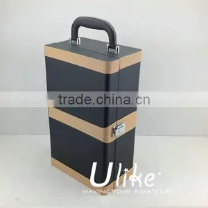 2014 Popular Leather Beverage Packing Box Luxury Gift Box Packaging Luxury Black Leather Wine Case Package Wedding Souvenirs thumbnail-1