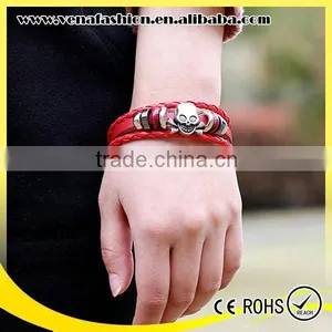 Skull Shape Cheap Mens Leather Bracelet, Teen Leather Bracelet thumbnail-1