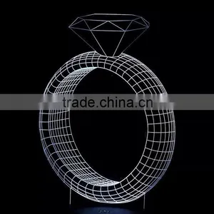 3D Optical Illusion Diamond Ring Night Lamp Night Light 10 Colorful LEDs Ultra-thin Acrylic Light Panel AA Battery or DC 5V thumbnail-4