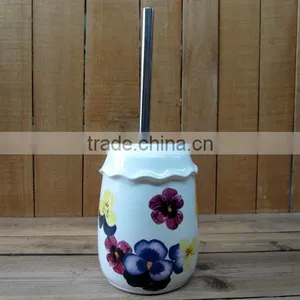 Ceramic Toliet Brush Holder With Brush thumbnail-1