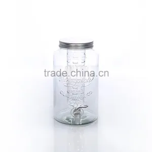 5.8L Unique Pattern Design Glass Drink Dispenser With Iron Base And Ice Container thumbnail-2