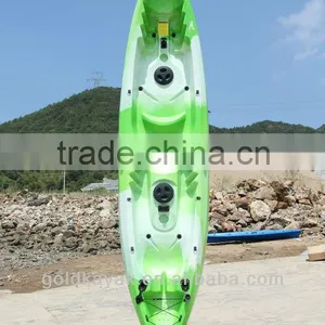 Hot Selling LLDPE Three Person Sit on Top Fishing Kayak(2adult+1children) Double Kayak thumbnail-1