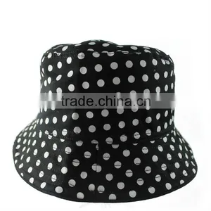 Wholesale Blank Fabric Headwear Bucket Hat With White Dots thumbnail-1