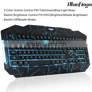 Green Blue Backlit USB Wired OEM Keyboard for Desktop and Laptop thumbnail-2