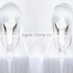 Cosplay Costume Long White Straight Silk Wave Wig N366 thumbnail-1