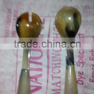 Spoon/Black Wood Handle Horn Salad Spoon/Cutlery Serving Spoons 2 thumbnail-6