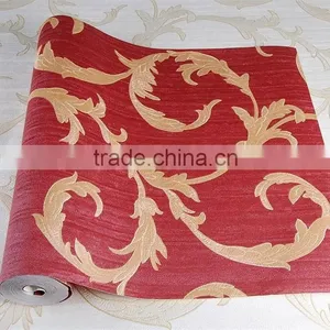 Deep Embossed Pvc Wallpaper /wall Murals With Decorative Flowers thumbnail-1