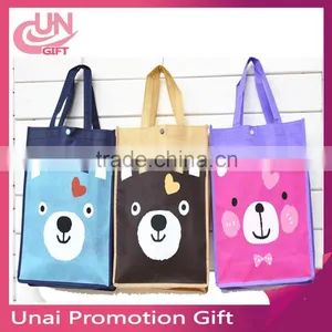 Creative Design Cute Pattern Portable Recyclable Reusable Custom Printing Non-woven Cloth Bags As Gift For Kids/Family thumbnail-1