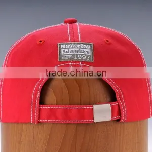 Red Cotton Twill Broken Washed Baseball Cap With Embroidery Patch thumbnail-2