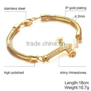 2016 New Premier 316 l Stainless Steel cz Gold Chain Bracelet thumbnail-2