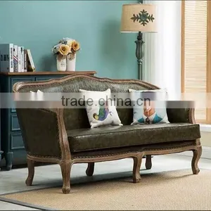 Carved Wood Frame and Leather Sofa Sets 2016 thumbnail-1