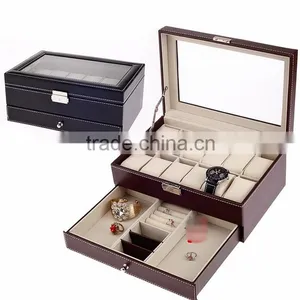 Chinese Factories Wholesale Custom PU Leather Jewelry Box, Multi-function Drawer Watch Box thumbnail-1