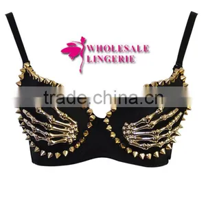 Newest Design Skull Bra Metallic Skeleton Bra Wholesale thumbnail-1