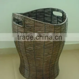 Hotsale Multifunctional Brown Woven Willow Trash Can Baskets With Spacer With Handle thumbnail-2