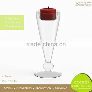 Hand Blown Custom Candle Holder / Tea Light Holder Glass Vase thumbnail-1