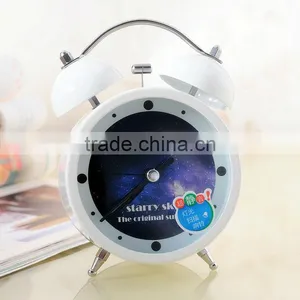 Supply Fashion Colorful Ultra-quiet With Light Twin Bell Alarm Clock --White Star thumbnail-1