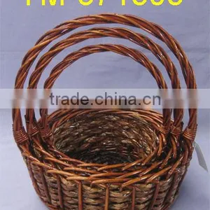 Willow Rattan Basket Round With Handle thumbnail-1