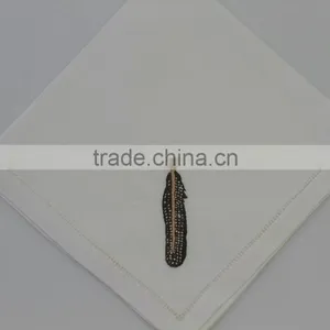 Luxurious 100% Cotton Embroidered Table Napkins With Hemstitch, Set of 6, Various Designs thumbnail-6