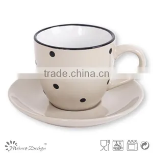 Color Glaze Stoneware Ceramic Cheap Cup and Saucer thumbnail-1
