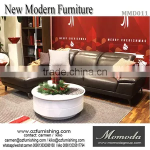 Black Full Leather Modern Sectional Sofa W Adjustable Headrest thumbnail-1