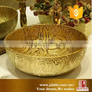 Gold Plated Art Basin Counter Top Sinks Colorful Wash Basin thumbnail-2