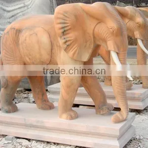 High Quality Pink Marble Elephant Sculpture thumbnail-2