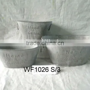 Tin Metal Garden Flower Planter Pot WF1026 thumbnail-1