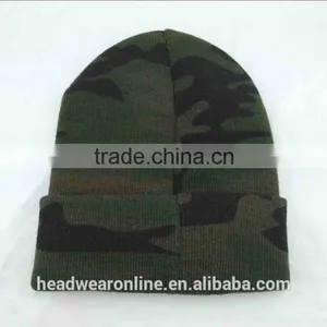 Custom Camo Printing Knitted Hats With 3d Embroidery Winter Hat thumbnail-6