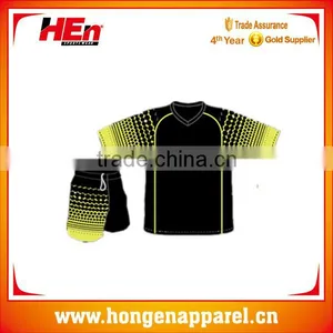 Hongen Apparel Wholesale Clssic Black Short Sleeve Soccer Training Set OEM Customized Design thumbnail-1