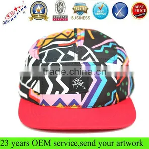 Cheap Aztec Custom 5 Panel Hat With Woven Tag on the Front thumbnail-1