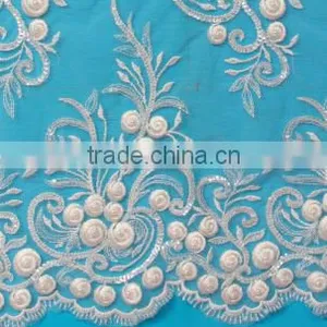 Attractive African Beaded Lace Dress Fabric for Wedding Dress 2017 thumbnail-3