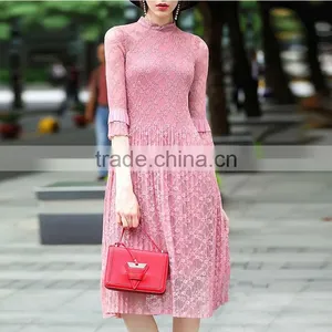 Maxnegio Topshop Pleated Lace Maxi Causal Dress thumbnail-4