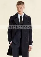 2014 Single-Breasted High Fashion Classical Design Black Lapel Slim Fit Mens Cashmere Men Coat thumbnail-1
