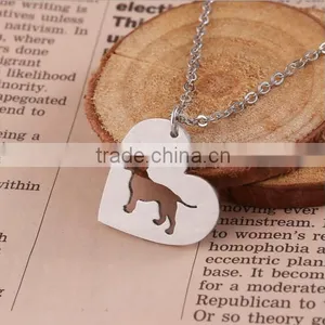 Best Selling Fashion Zinc Alloy Silver Tone Finsh Heart Shaped Bulldog Dog Necklace thumbnail-2