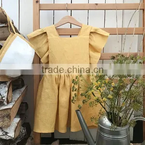 Back Opening Dresses For Girls Cotton Linen Party Supply Baby Dress thumbnail-1