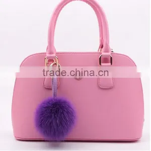 Myfur Cute Baby Pink Color Custom Real Fox Fur Balls Key Ring thumbnail-3