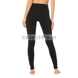 Unique Side Lace-up Details Interlace Legging High Waist Women's Yoga Pants thumbnail-2