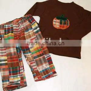 Factory Price Sales Wholesale Children's Boutique Clothing Halloween Embroidery Pumpkin Patterned Boys Suit thumbnail-1