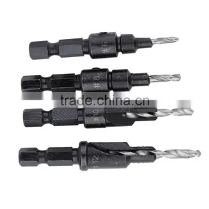 4 Pcs HSS Countersink Drill Bits + 1 Pcs 1/4 Quick Change Hole Hex Shank Screw Hot Search thumbnail-1